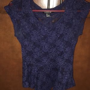 Forever 21 blue lace t shirt
